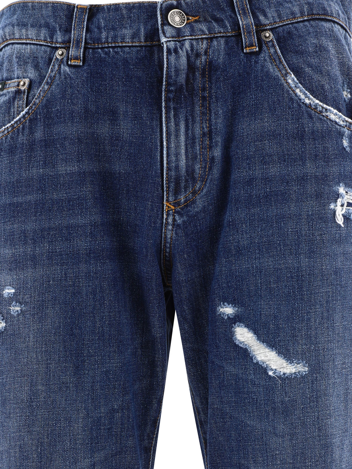 DOLCE & GABBANA Blue Straight leg jeans with ripped details